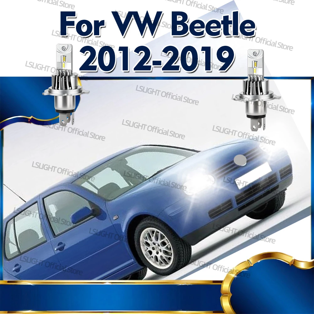 

2 шт. светодиодные лампы H4 9003 для фар VW Beetle 2012-2019, 6000K, 30000 лм, передние фары Hi/Lo