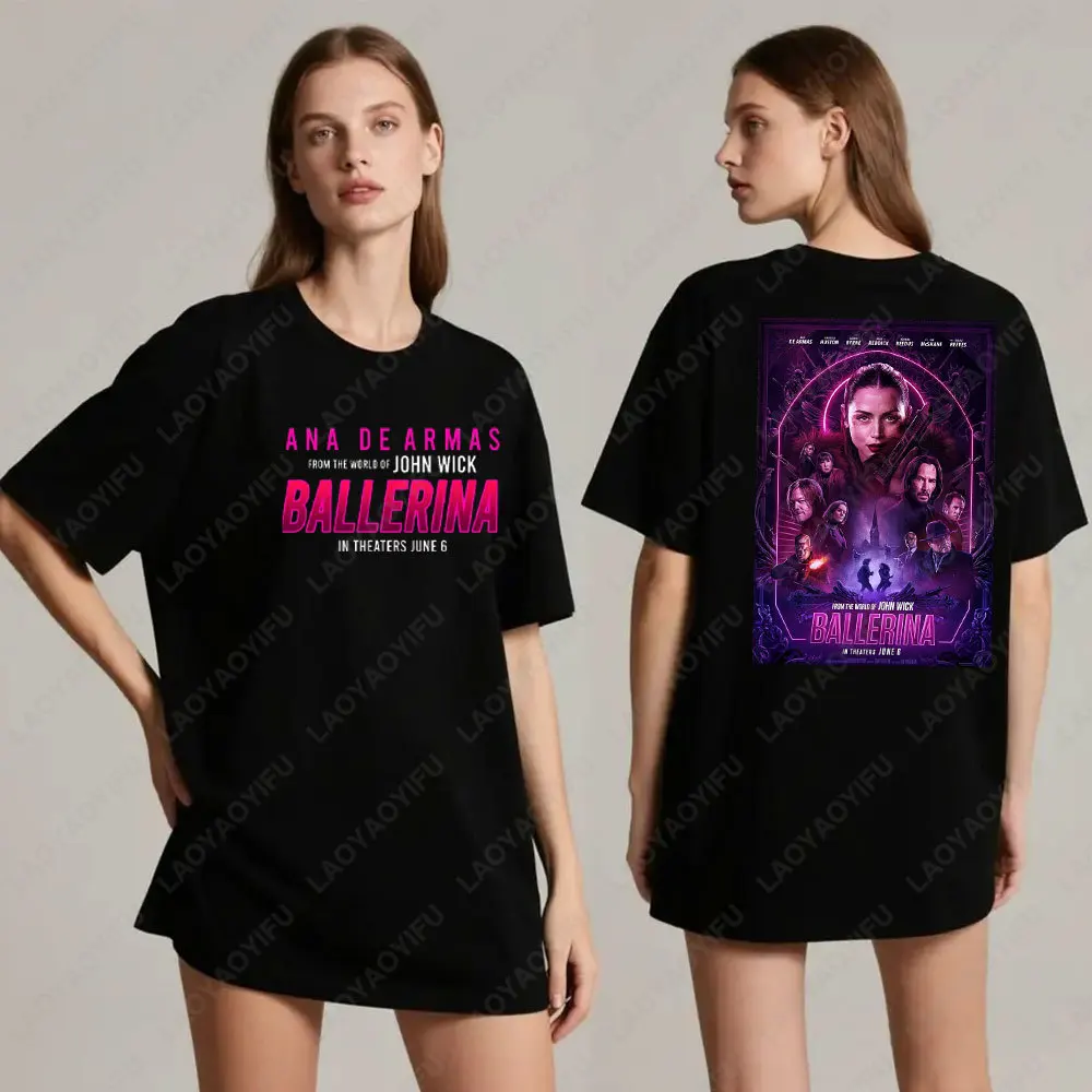 

2025 Ballerina (Ana De Armas) Poster Adult T-Shirt Theater Movie Themed From The World of John Wick Tee Aesthetic Vintage Tshirt