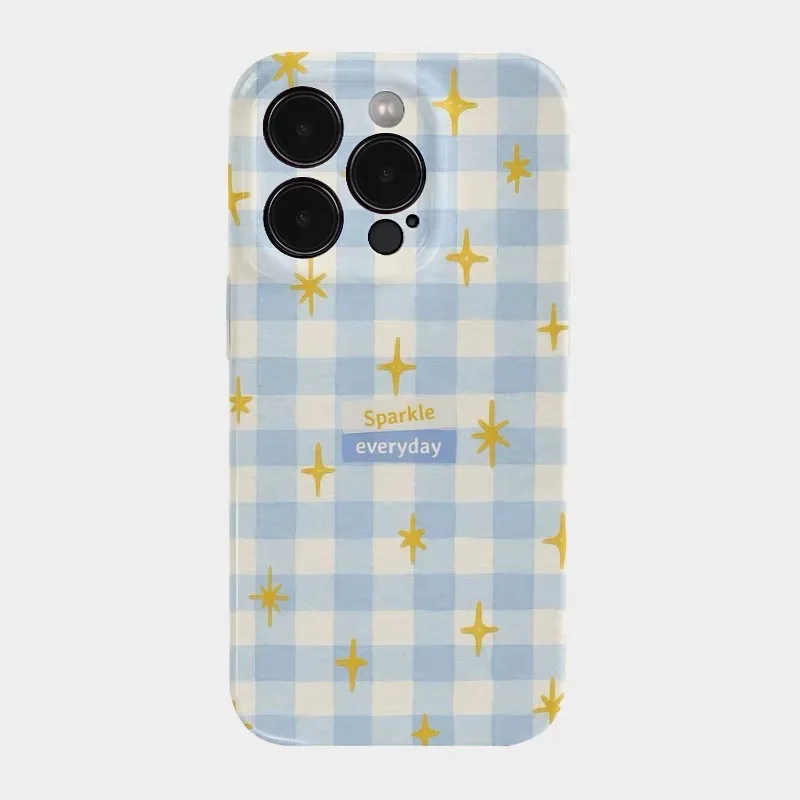 

Blue Stripes, Yellow Stars Phone Case for IPHONE 17 Air 16E 15 PROMAX 14 Plus 13 12 MINI 11 PRO 16Plus XR Acrylic Phone Cover