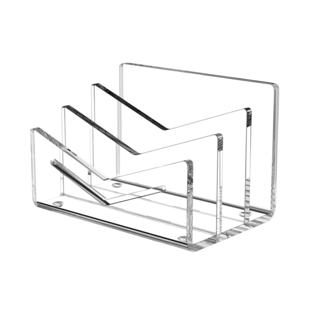 Acrylic Mail Sorting Station for Home or Office With Fixed Compartment Layout and Non-Sliding Base for Consistent Desk Placement