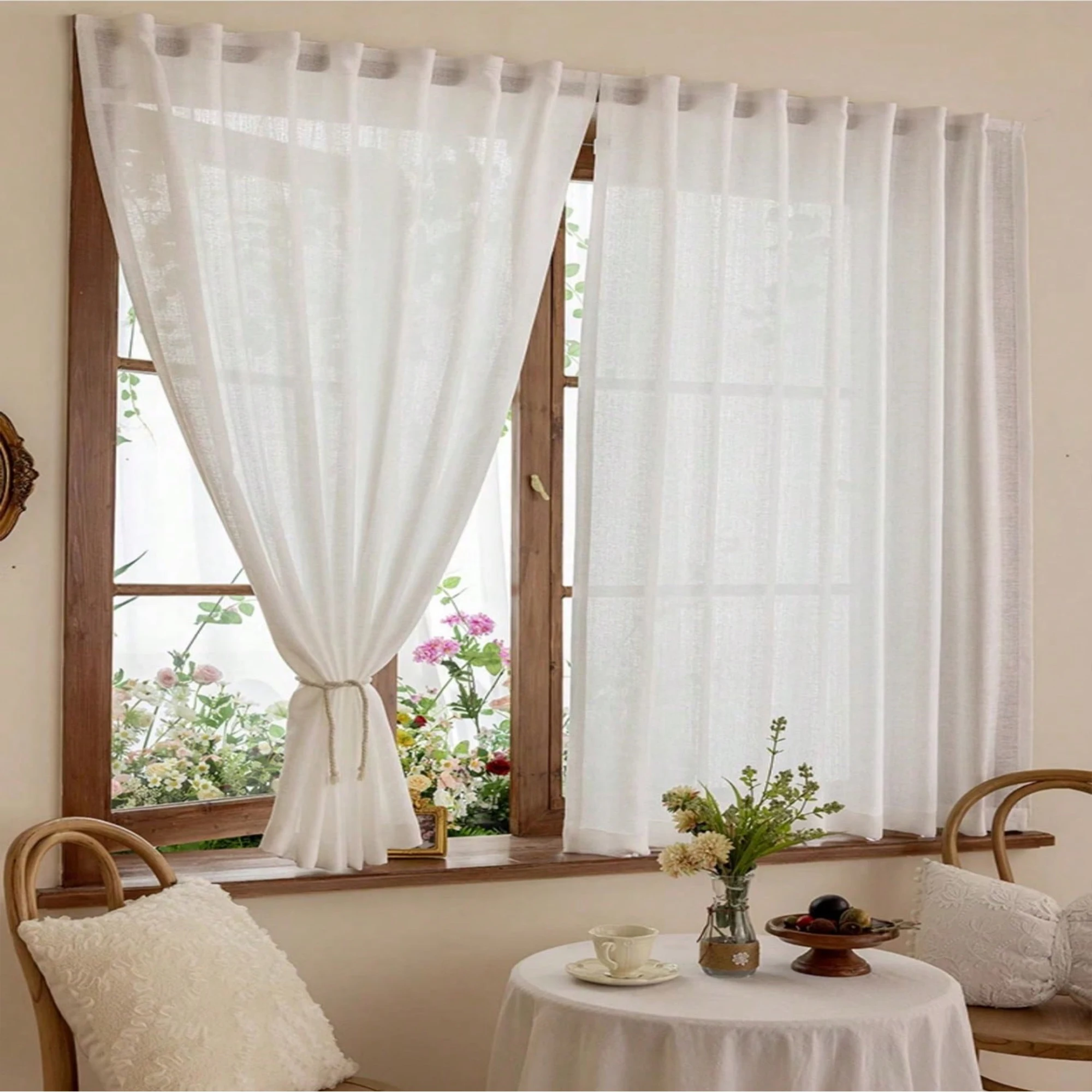 1pc white self-adhesive curtain with light-blocking function,for Bedroom,Living room ,featuring an integrated design ideal