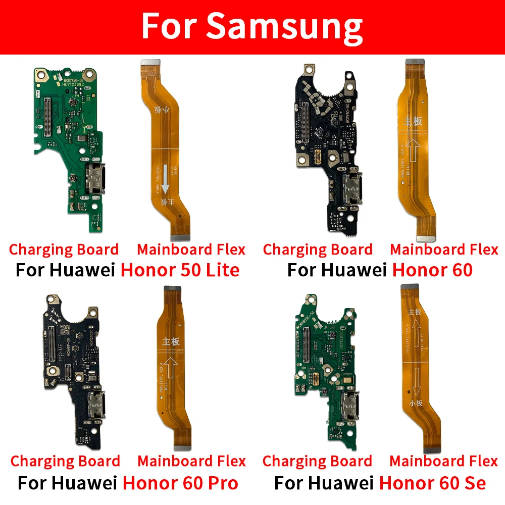 10Pcs Charging Flex Cable For Huawei Honor 50 60 Lite Pro Se Nova 5T USB Charger Port Dock Connector Replacement Parts