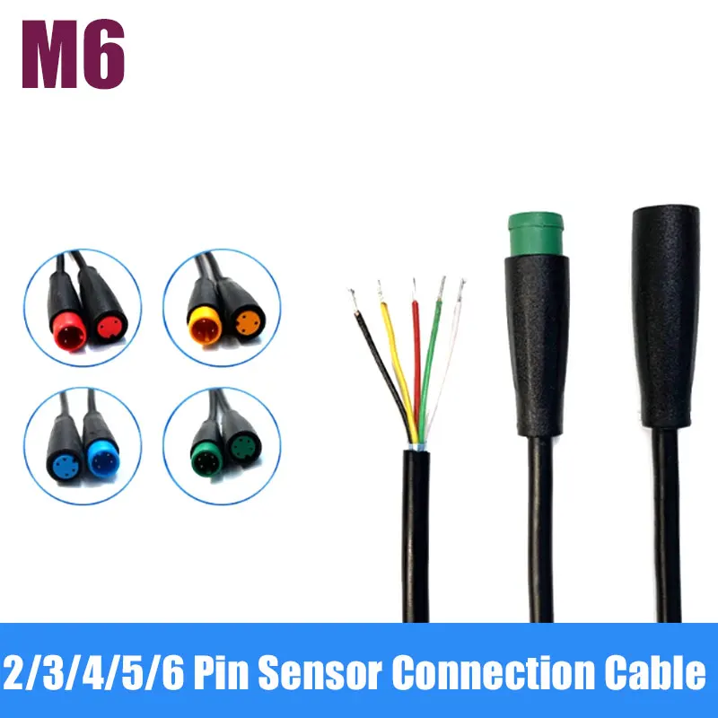 IP65 M6 Male Female Connector 2/3/4/5/6 Pin Sensor Connection Cable for LED Light Electric Bicycle Intelligent Faucet Waterproof