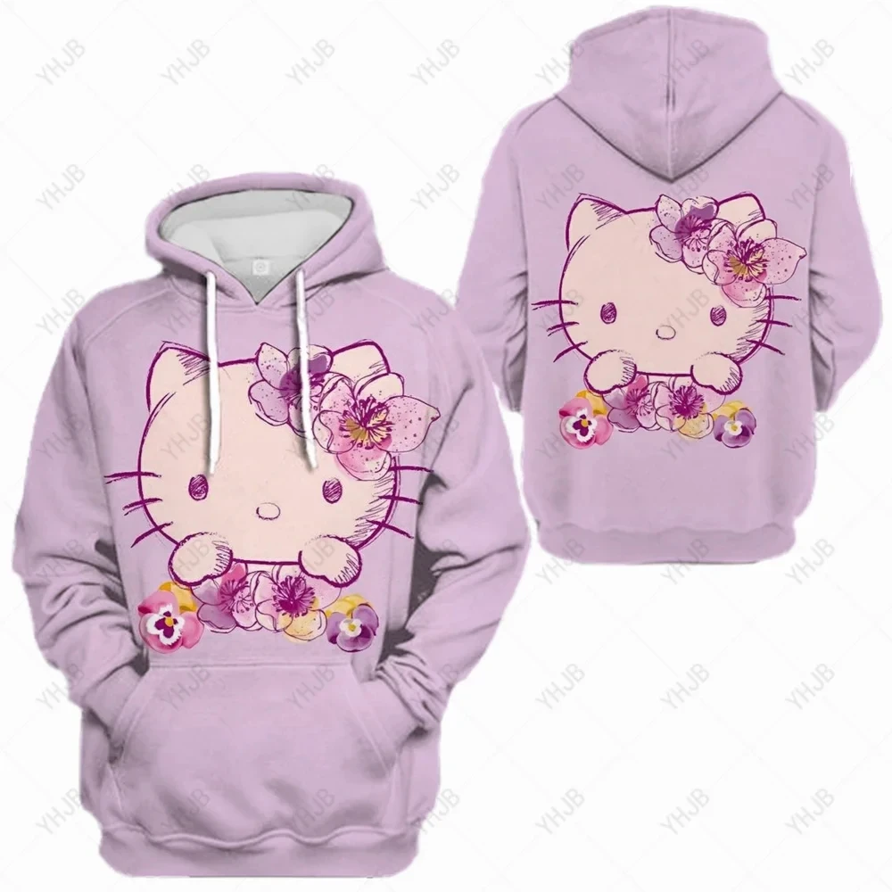 HelloKitty Cute Kitty Autumn/Winter Women\'s Printed Sweater Fashion Casual Hooded Sweater