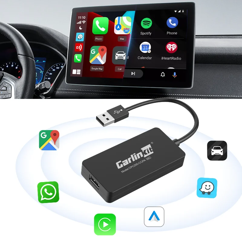 Carlink Cpc200 Ccpa نظام أندرويد للسيارات سلكي إلى لاسلكي Carplay Usb Dongle Ai Box محول تشغيل السيارة صندوق أندرويد للسيارات