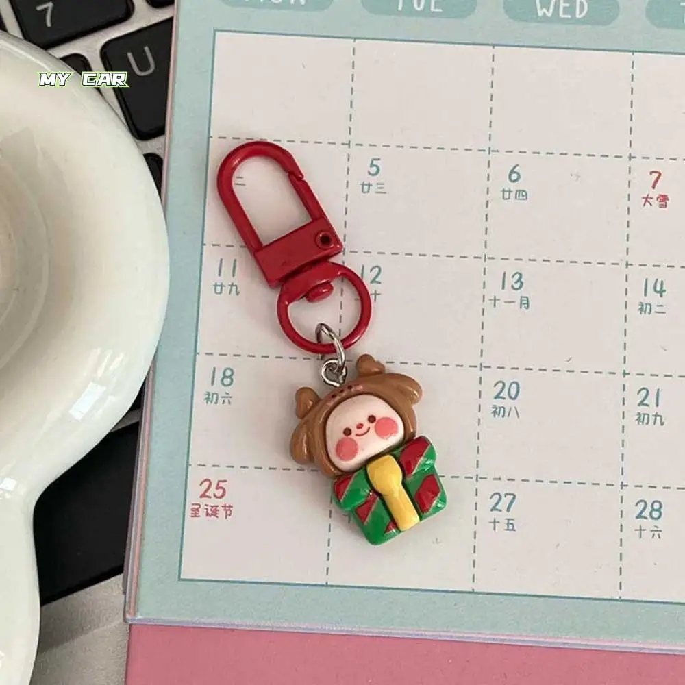

Gingerbread Man Xmas Santa Claus Pendant Snowman Elk Christmas Resin Key Chain Key Ring Ornaments Korean Style DIY Chain Pendant