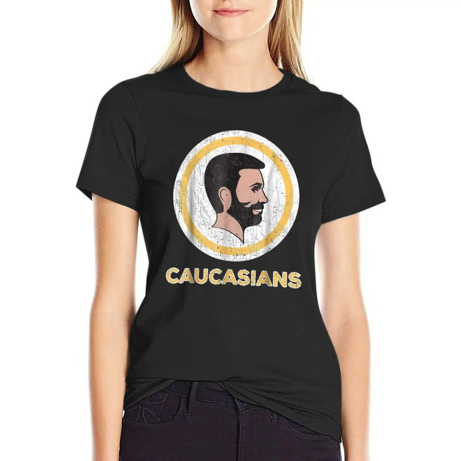 Caucasian Caucasians Pride Vintage Funny T-Shirt new edition kawaii clothes Women's tee shirt