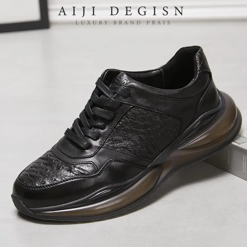 

Retro All Genuine Leather Men's Shoes Casual Cowhide Shoes Black Original Genuine Leather Luxury Shoes