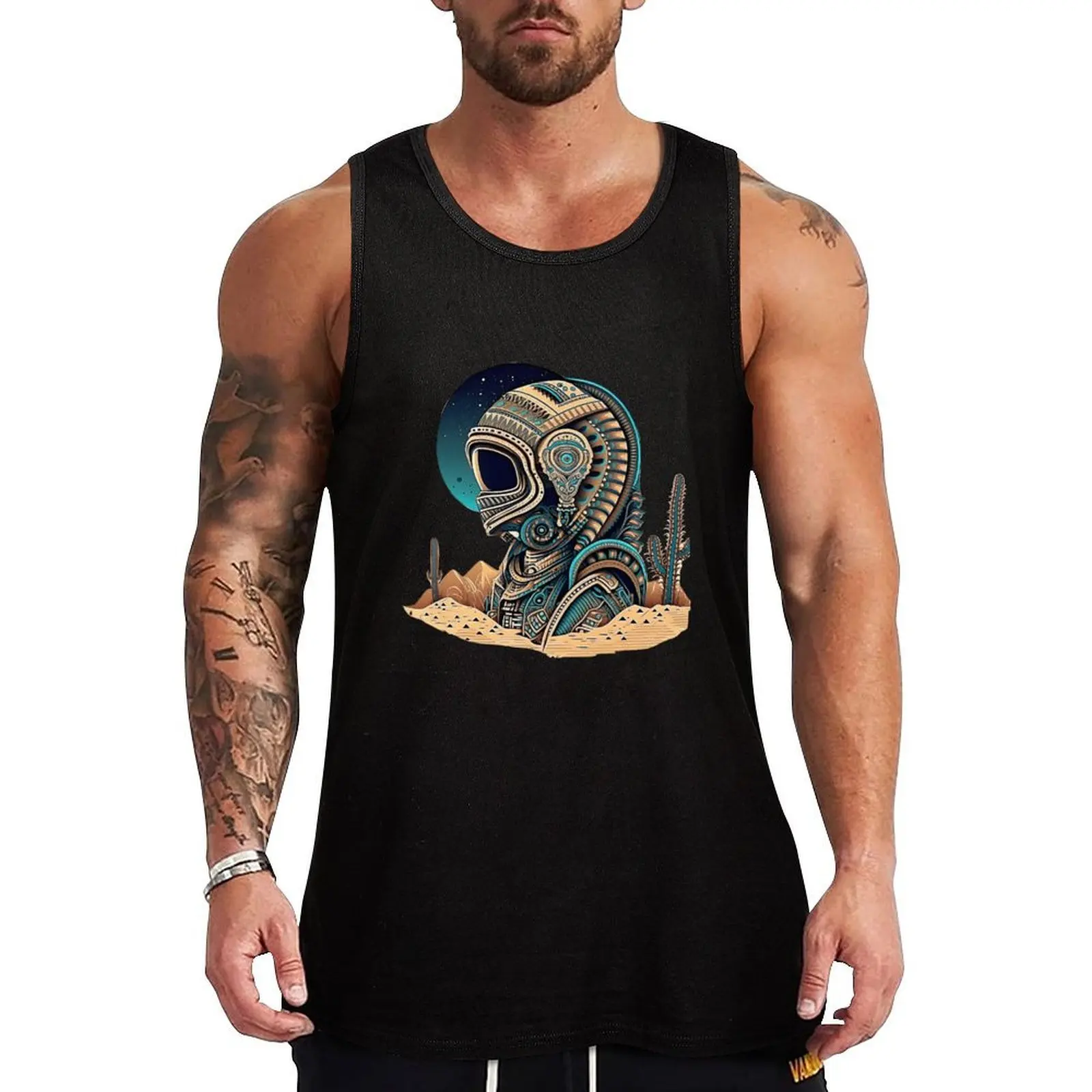 Tribal alien Tank Top Casual Graphic Tank Top Print Design Sleeveless Top