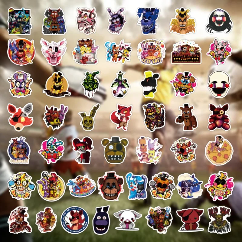 50PCS FNAF Cute Stickers Five Nights At Freddys Cartoon Anime Pattern Kawaii Sticker Notebook Cup Decorations Boys Girls Gifts