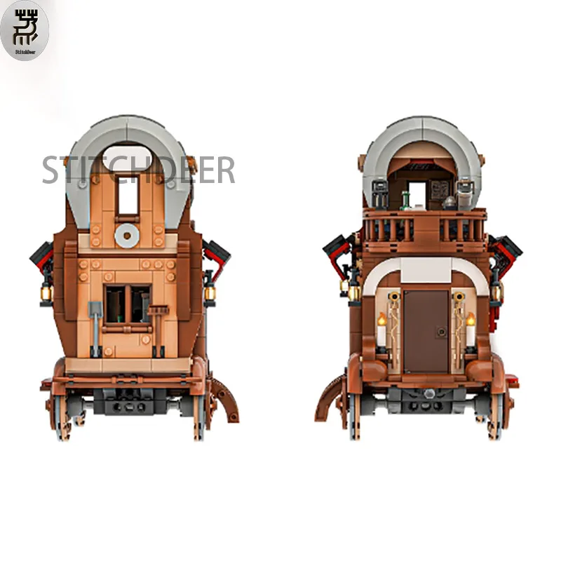 1079 pz MOC Caravan Theatre Mobile House assemblare modello carrozza Stage Building Blocks Puzzle giocattolo fai da te mattoni regali di festa