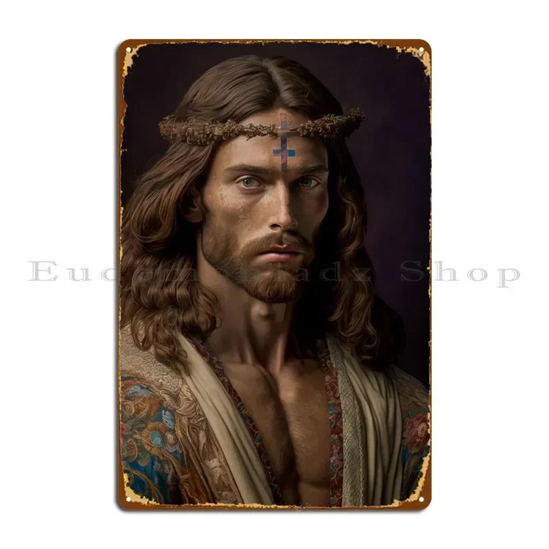 Crowned King Jesus Christ Metal Plaque Design Vintage Wall Decor Club Wall Cave Tin Sign Poster