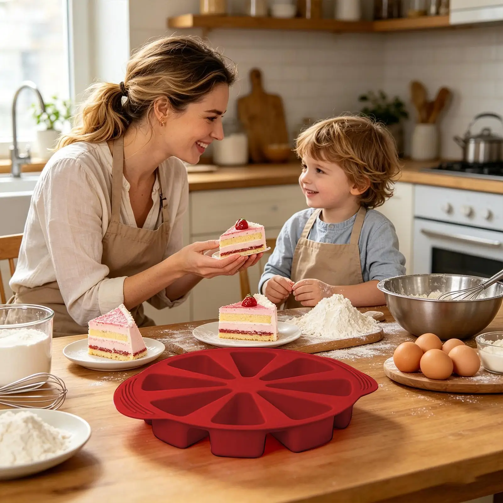 Scone Pans For Baking Non-Stick Heat-Resistant Food-Grade 8 Cavity Silicone Triangle Cake Mold For Kitchen Baking Family