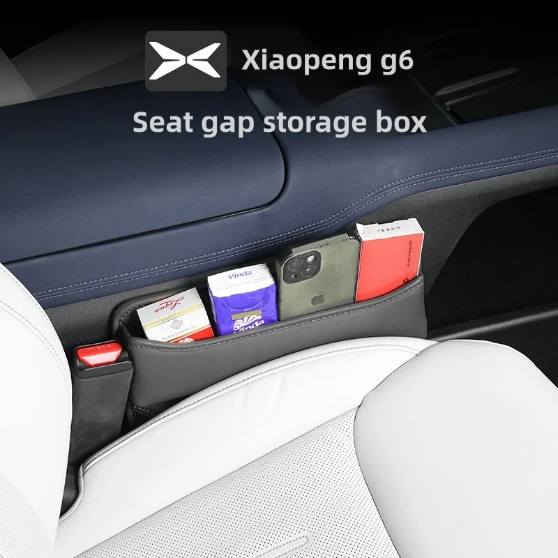 

For Xiaopeng G6 2023 2024 2025 Car Seat Gap Storage Box Car Leather Organizer Box Seat Filler Gap Bag Interior Accessorier