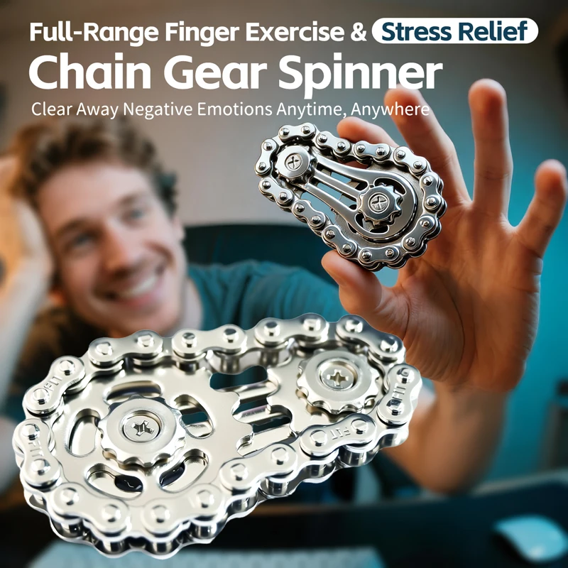 メカニカルフライホイール指先ジャイロスコープフィジェットスピナー抗ストレスメタルバイクチェーンスピナーEDCスピナーフィジェットおもちゃ大人向け