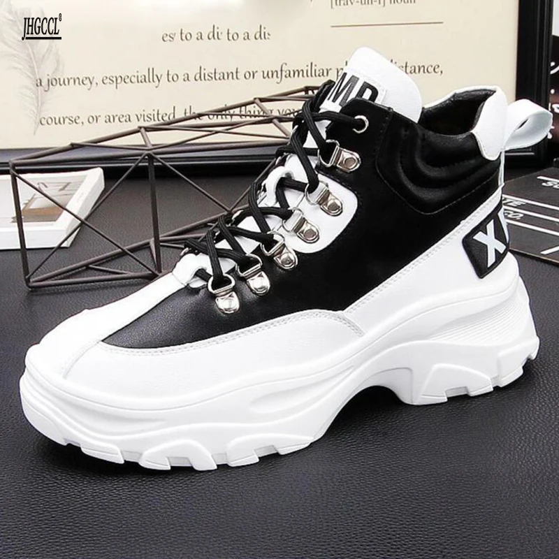 

New Leather Men High Tops Fashion Multi-Function Sneakers Casual Shoes Zapatillas Hombre Hip ankle boots for men A1