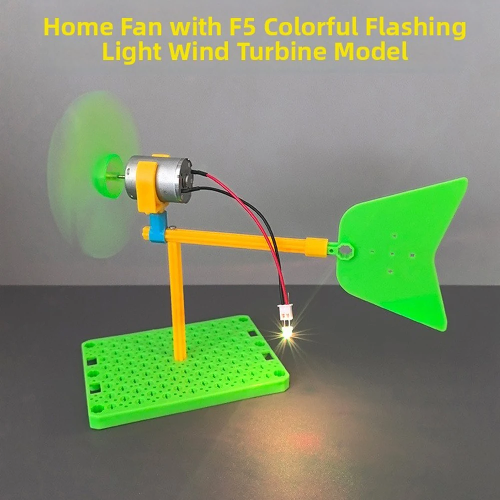 Kit de modèle d'éolienne DIY en ABS vert, jouet éducatif d'expérimentation scientifique de production d'énergie pour l'apprentissage de la physique