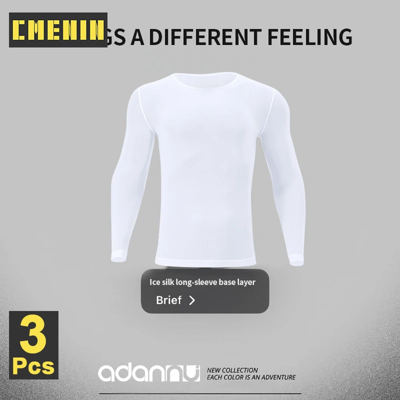 

CMENIN 3Pcs Ultra-Thin See-through Men's Long Sleeve Underwear Transparent Sports Base Layer Tops Sexy Sissy Breathable Men Tops