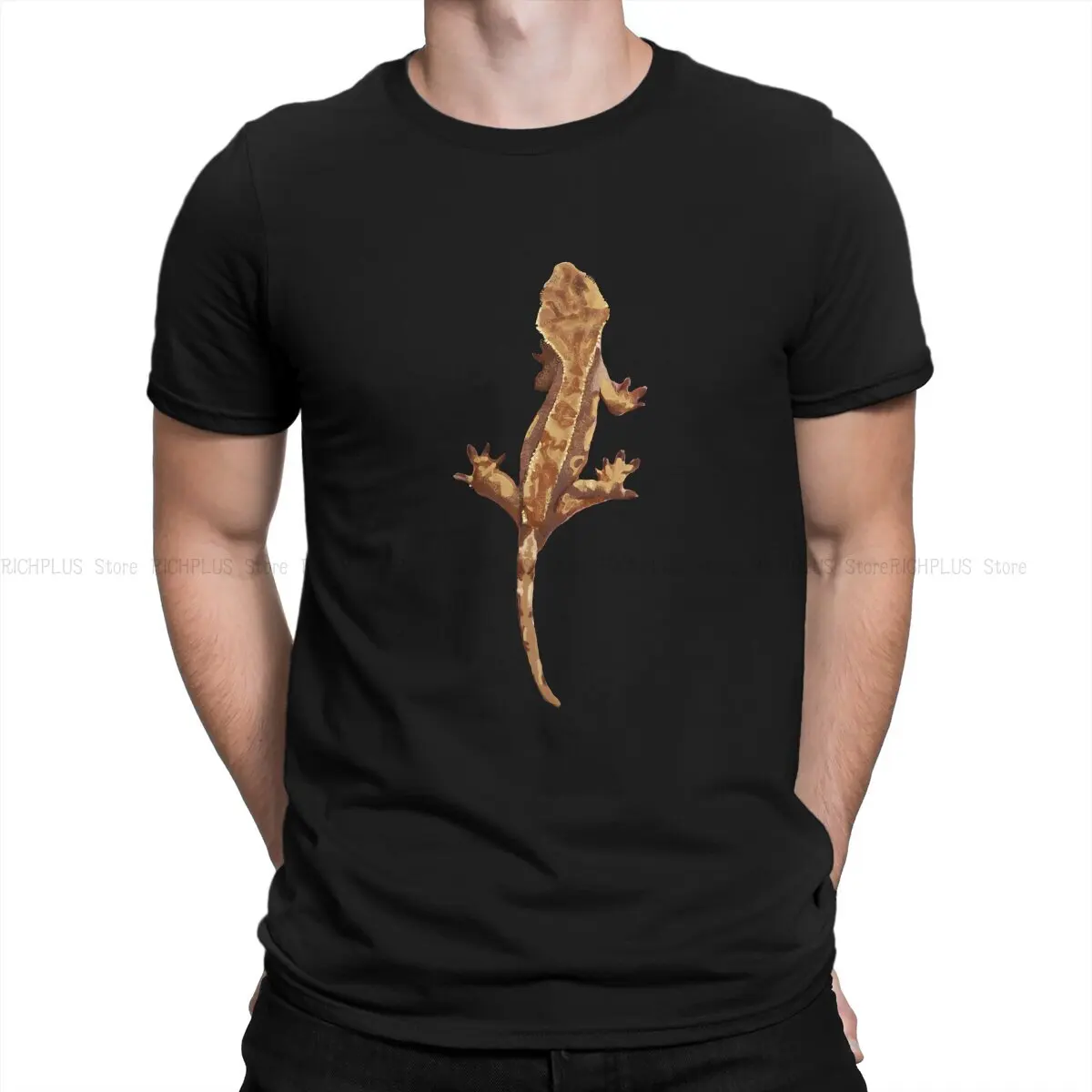 Gecko Lover Creative TShirt for Men Crested Eyelash Crestie Cresties Round Neck Polyester T Shirt Hip Hop Gifts Streetwear