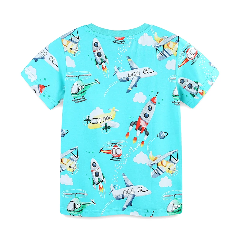 Little maven Baby Boys 2025 Summer New Kids Clothes T Shirts Holiday Children's Clothing Cartoon Rockets Planes Shirts 2-7 Years