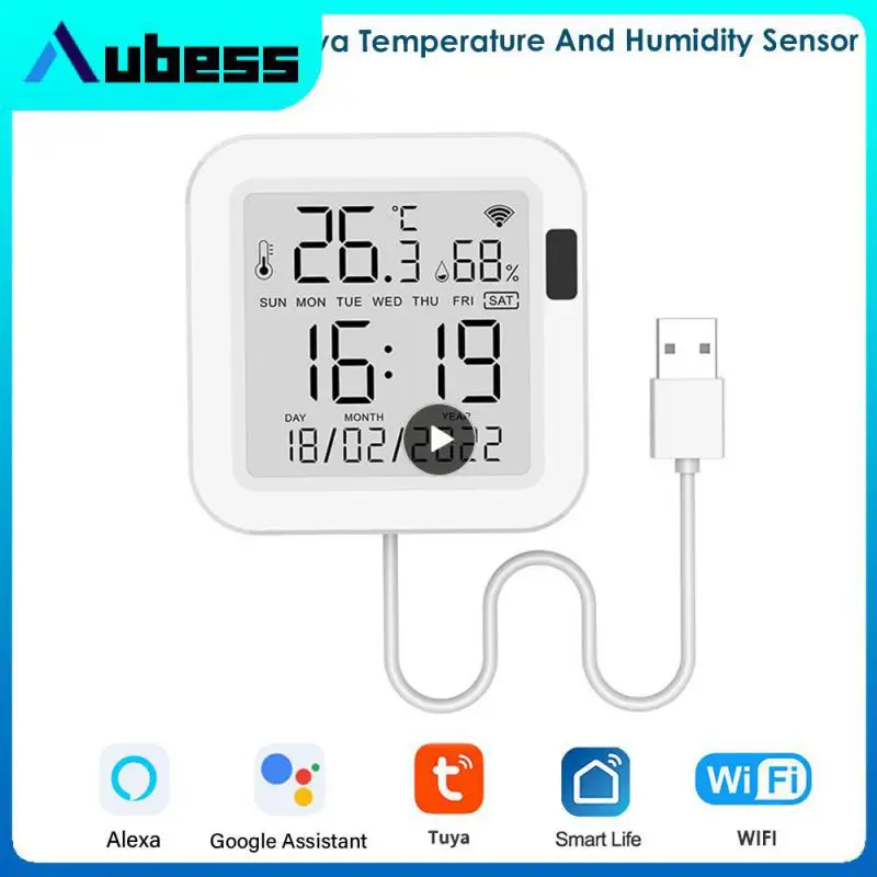 

Usb Power Remote Monitoring Switch Intelligent Linkage Wifi Temperature Sensor With Lcd Screen Display Tuya Humidity Sensor New