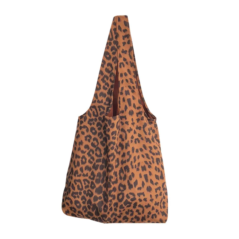 

High quality fashion girl casual beach shopping bag leopard print shoulder shopping handbag women's canvas handbag