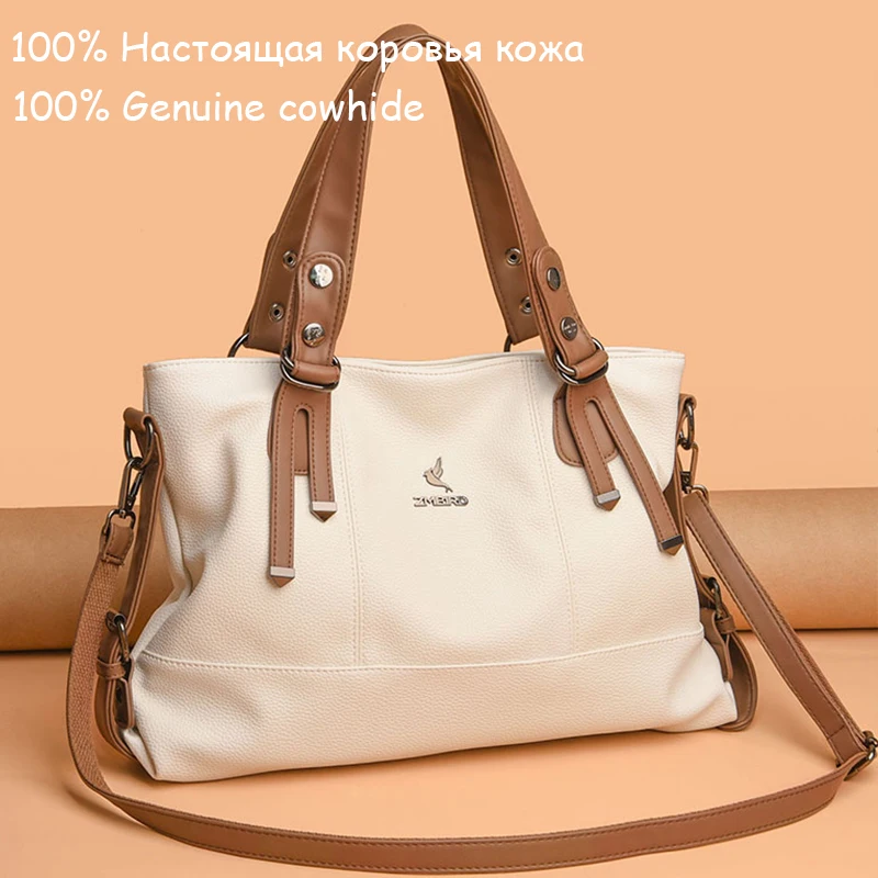 3 Layers Large Capacity Women Handbag Vintage Women Tote Bag Genuine Leather Luxury Handbags Designer Bag for Women 2024 New