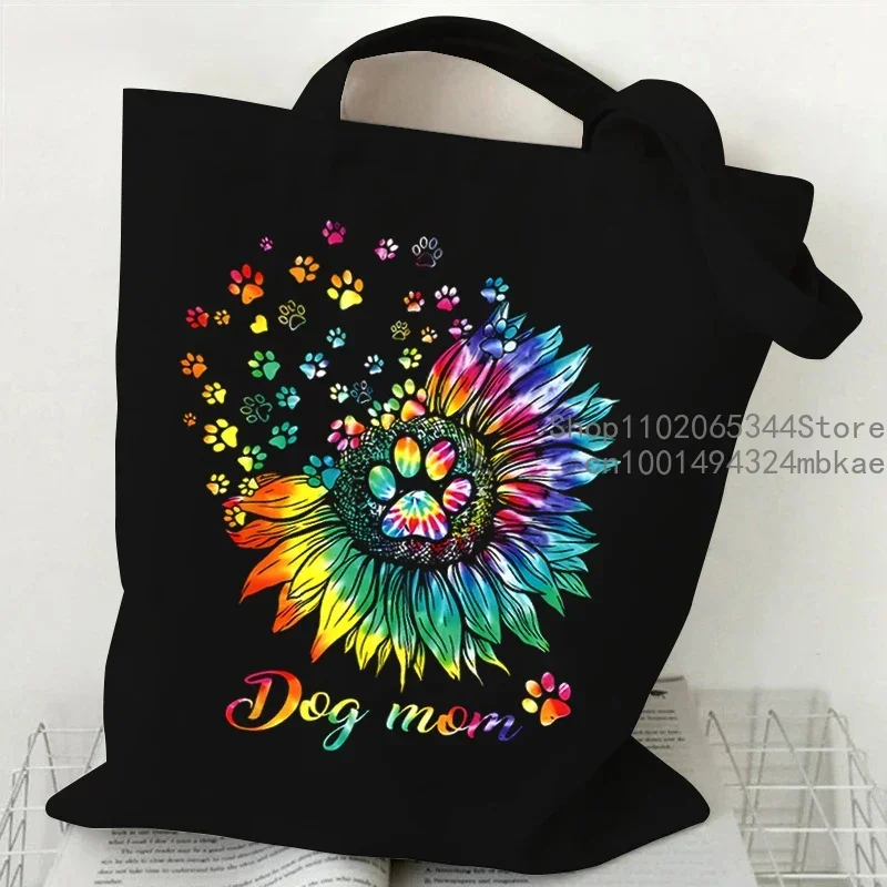 Casual Watercolor Style Cat Dog Paw Shoulder Bag Women Large Capacity Animal Lovers Handbags Fashion Trend Y2K Canvas Tote Bags