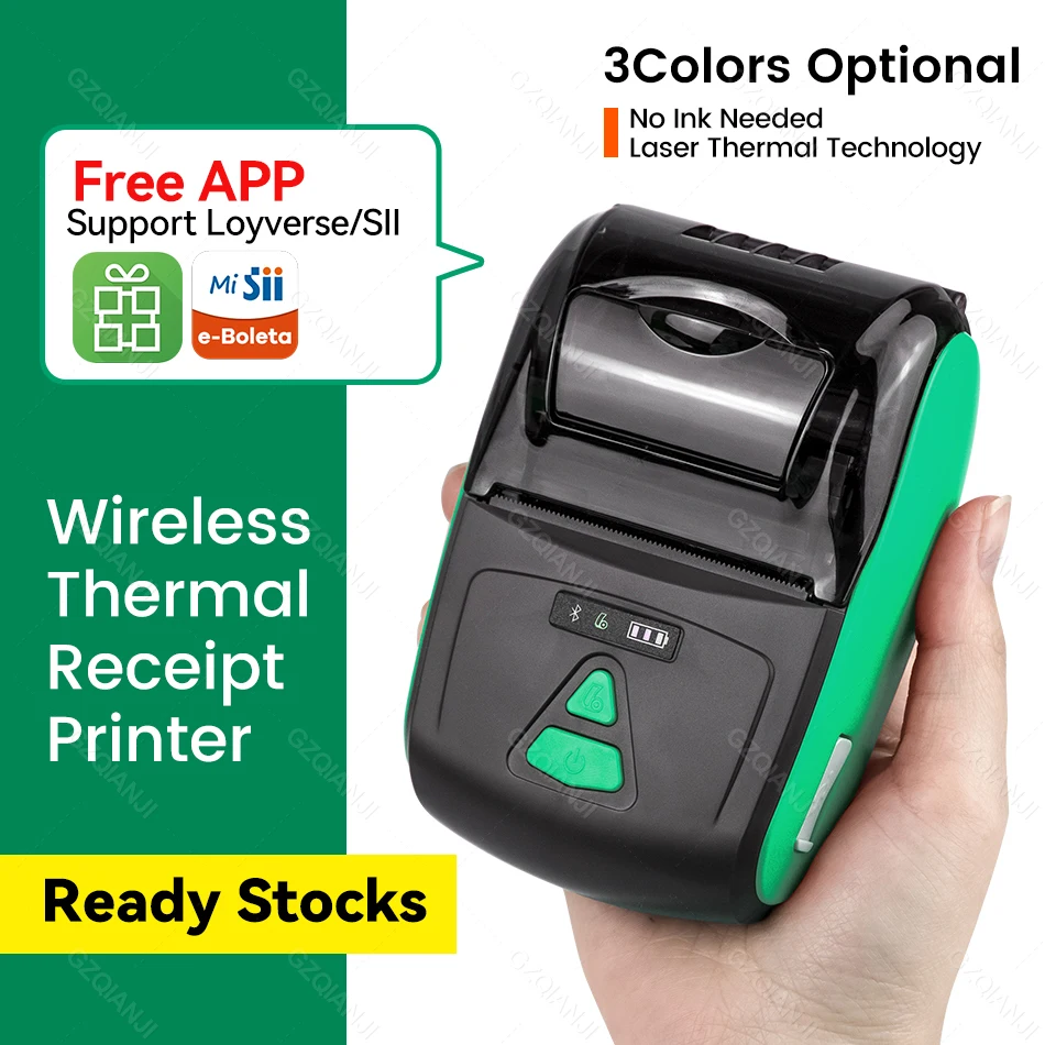 Wireless 58mm 2\'\' Inch Mini Portable Thermal Printer Machine PT-220 Receipt POS Bluetooth Maker for Windows Android iOS Phone