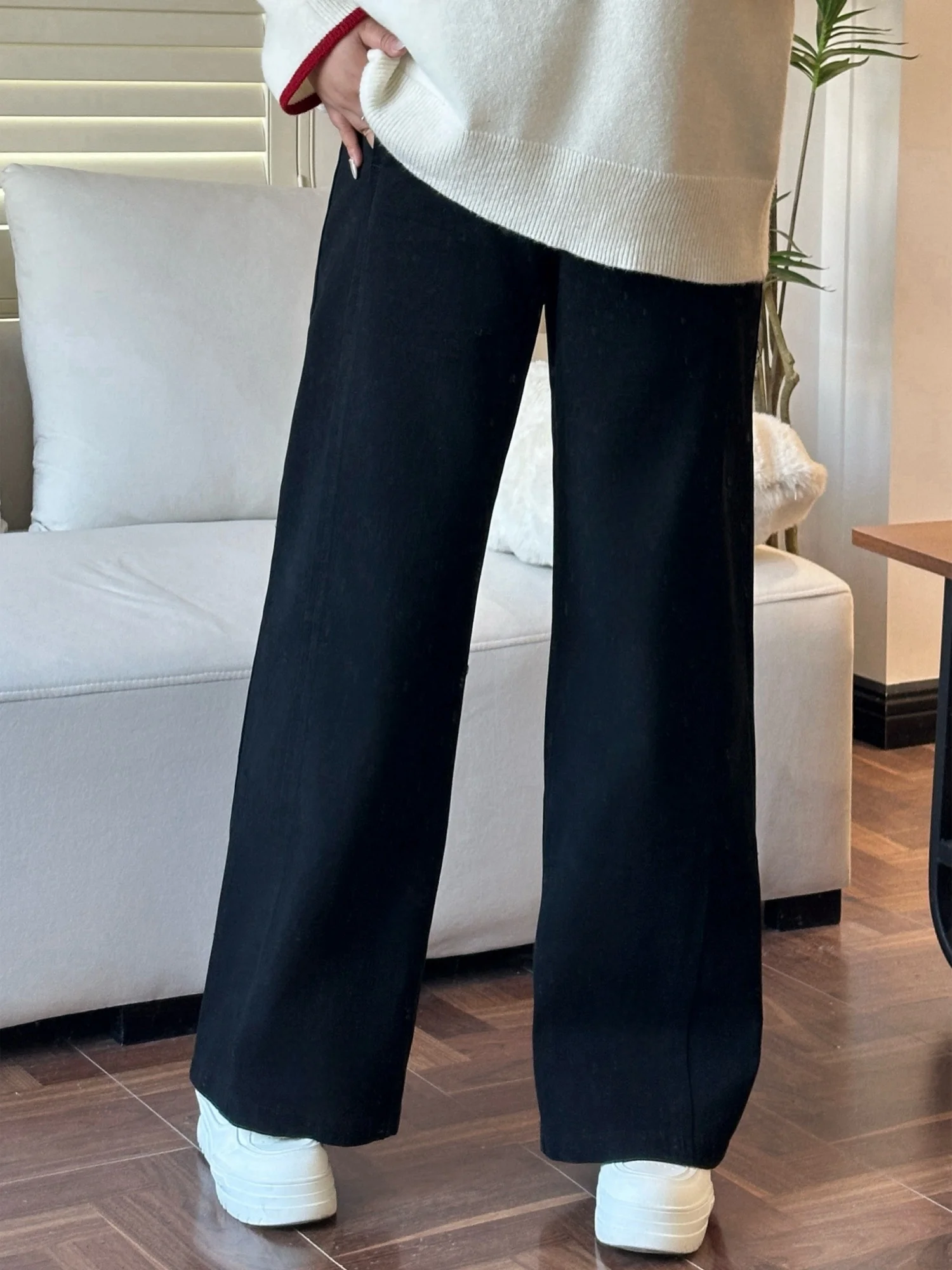 

Джинсы с высокой талией и широкими штанинами для полных женщин: новая весенняя модель, стройнящие брюки для фигуры «груша», удобные для работы и повседневной носки, из хлопка