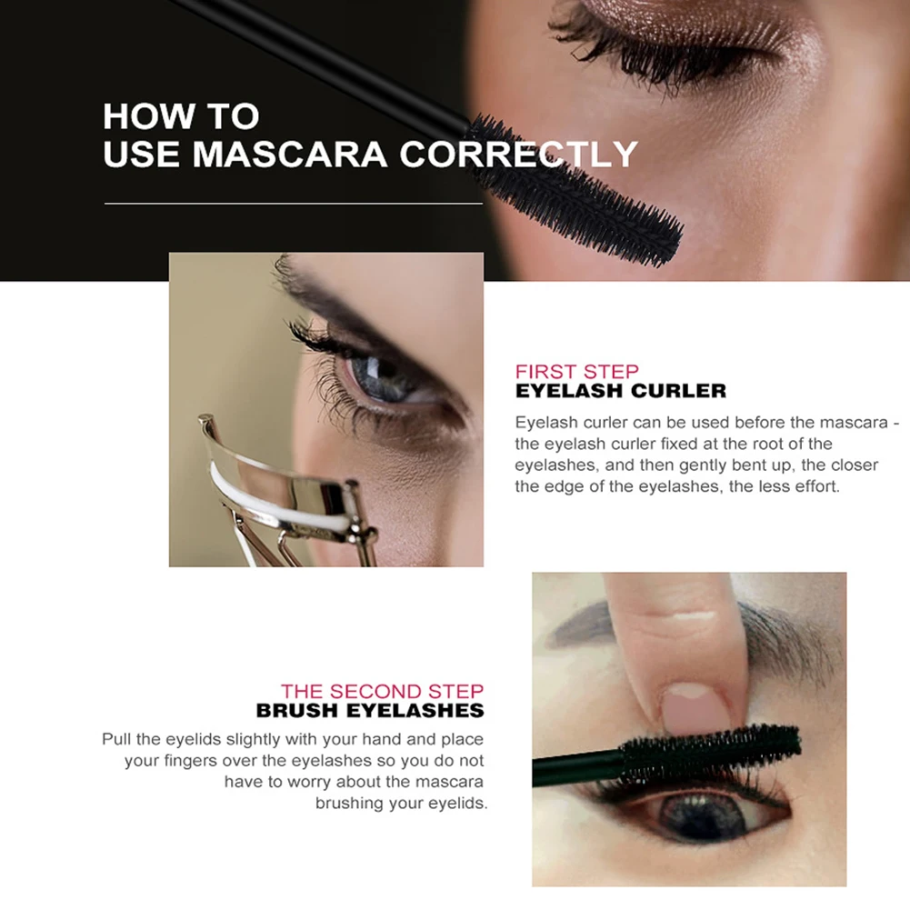 3D Mascara Lengthening Black Lash Eyelash Extension Eye Lashes Brush Beauty Makeup Long-wearing Gold Color Mascara