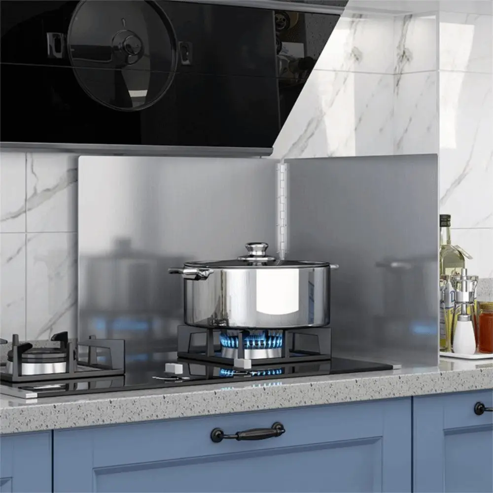 Stainless Steel Stove Splatter Guard Foldable Heat Resistant Kitchen Splatter Shield Oil Proof Silver Grease Shield Screen