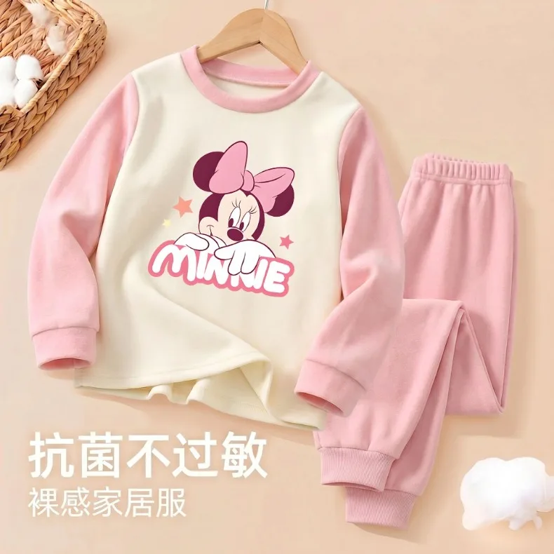 Herbst-Winter Mädchen Verdickte Warme Hauskleidung Sets Kinder Weiche Oberteil- und Hosen-Kombination Zweiteiliger Anzug 1-12 Jahre Kinder-Pyjamas – Detail 3