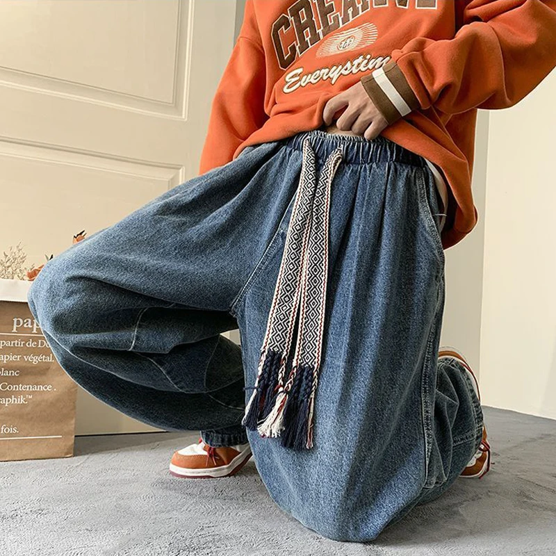 

Men's American Vintage Streetwear Y2K Hip Hop Baggy Jeans Trendy Casual Solid Oversize Straight Wide Leg Pants Pantalones Hombre