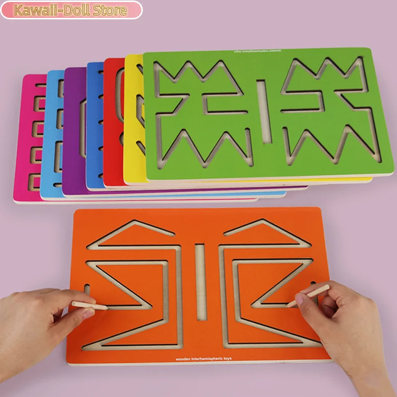 

Children Wooden Left Right Brain Puzzle Toy Pen Movement Trajectory Control Training Hand Brain Coordination Educational Toys