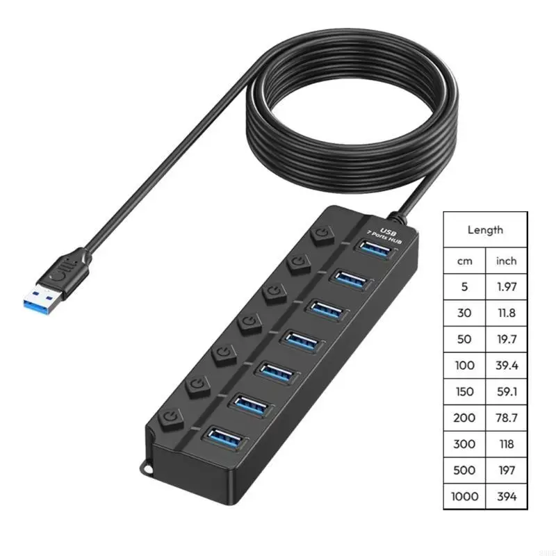 Small USB Hub Multiports Adapter met 7/4 onafhankelijke schakelaars voor efficiënte gegevensbeheerverbindingen USB -extender