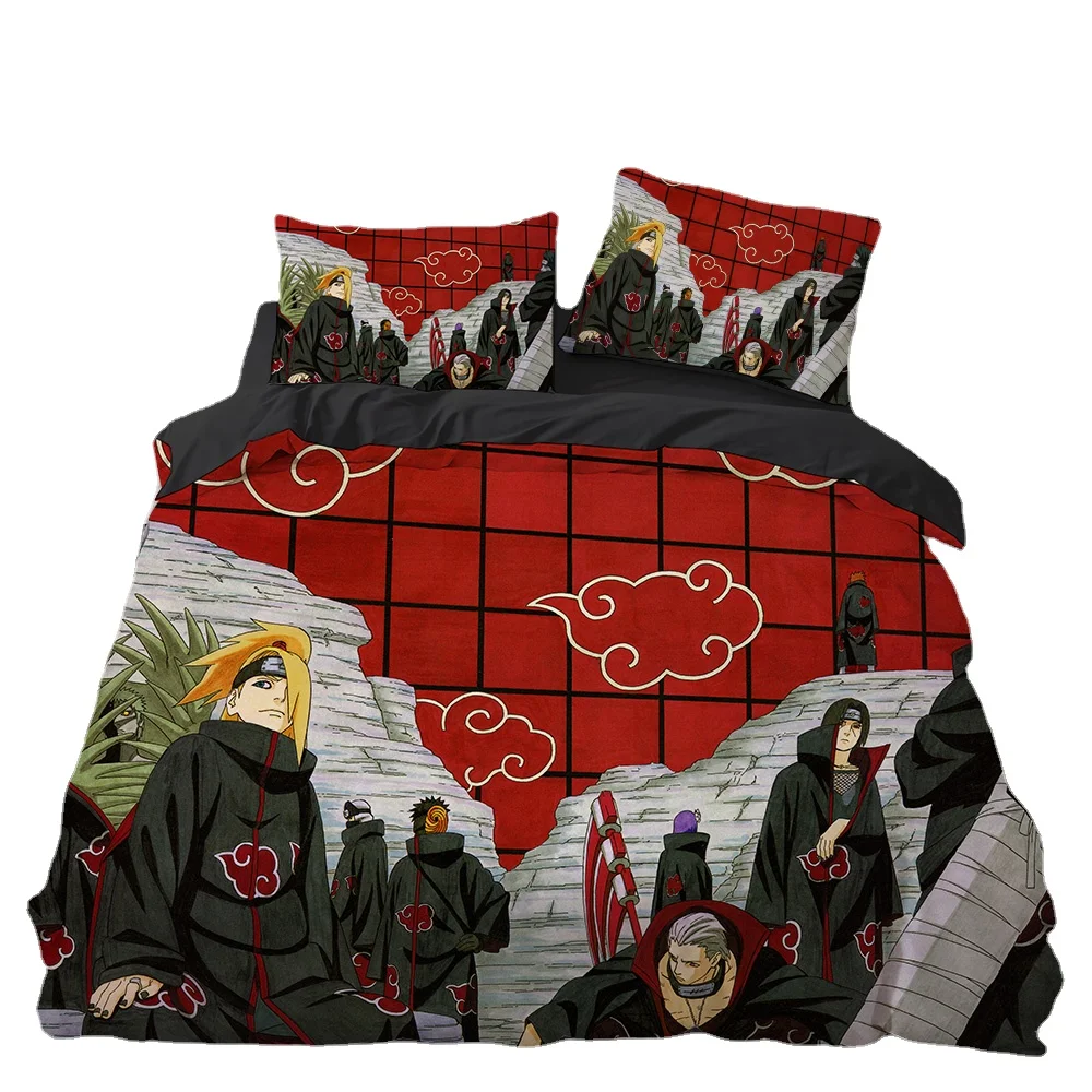 UZUMAKI N-NARUTO  Bedding Set Akatsuki Bedding Set Hot Anime Duvet Cover Children Teenagers Bedroom Decoration