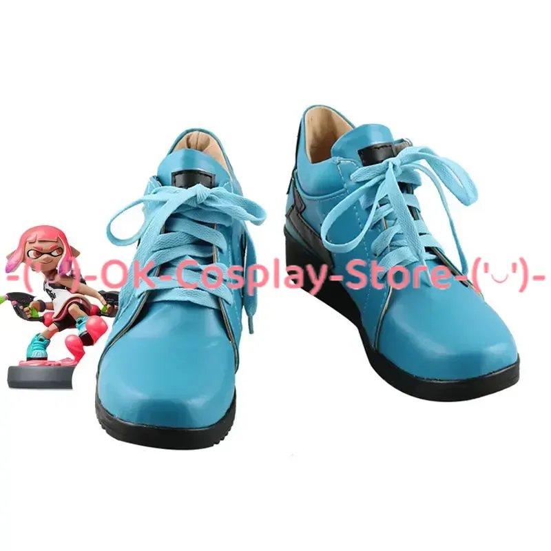 

Inkling Girl Neon Pink Cosplay Shoes Anime Cosplay Prop PU Leather Shoes Halloween Carnival Boots Custom Made