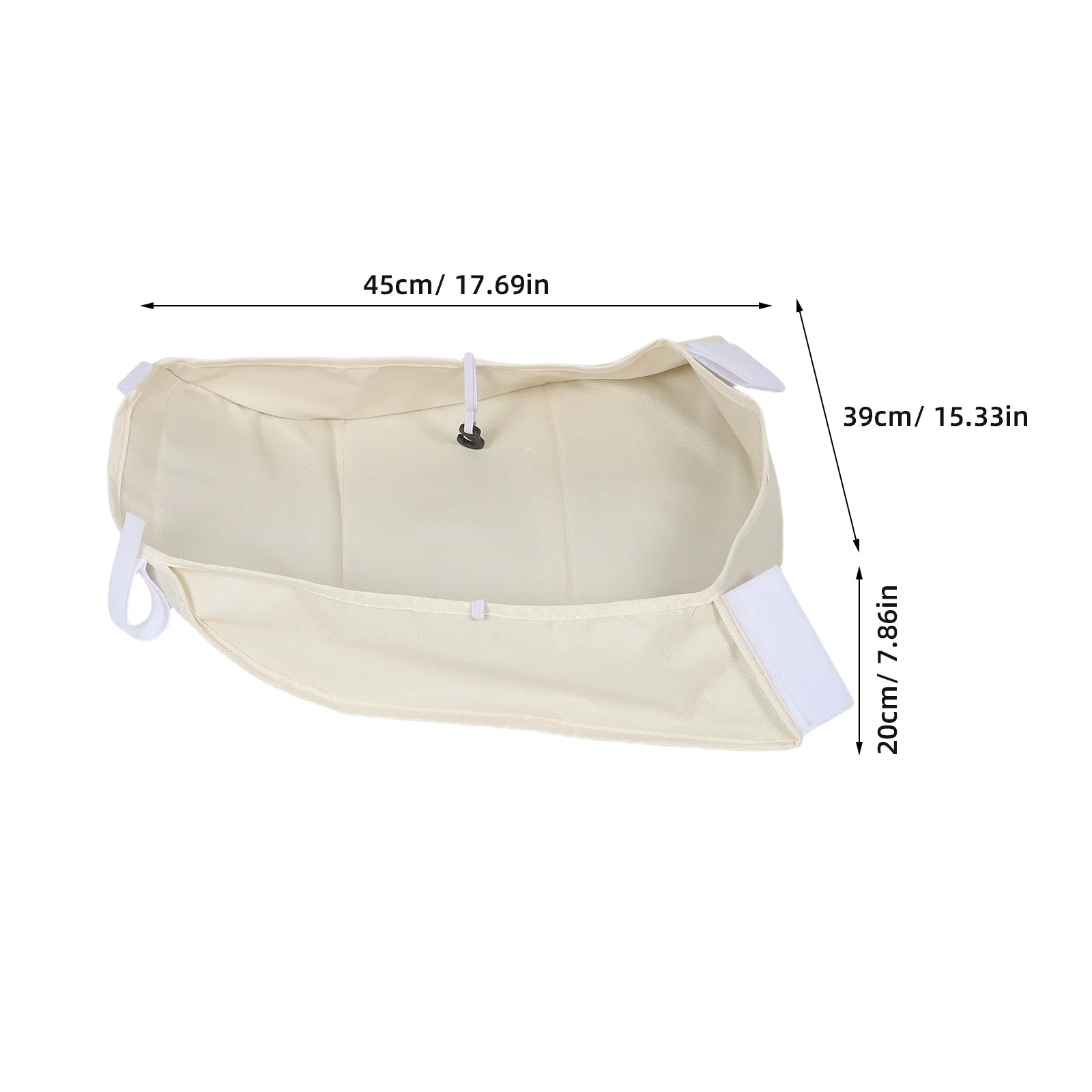 Baby Stroller Hanging Bag Universal Oxford Fabric Beige Large Bottom Storage Organizer Foldable Basket for Shopping Diapers