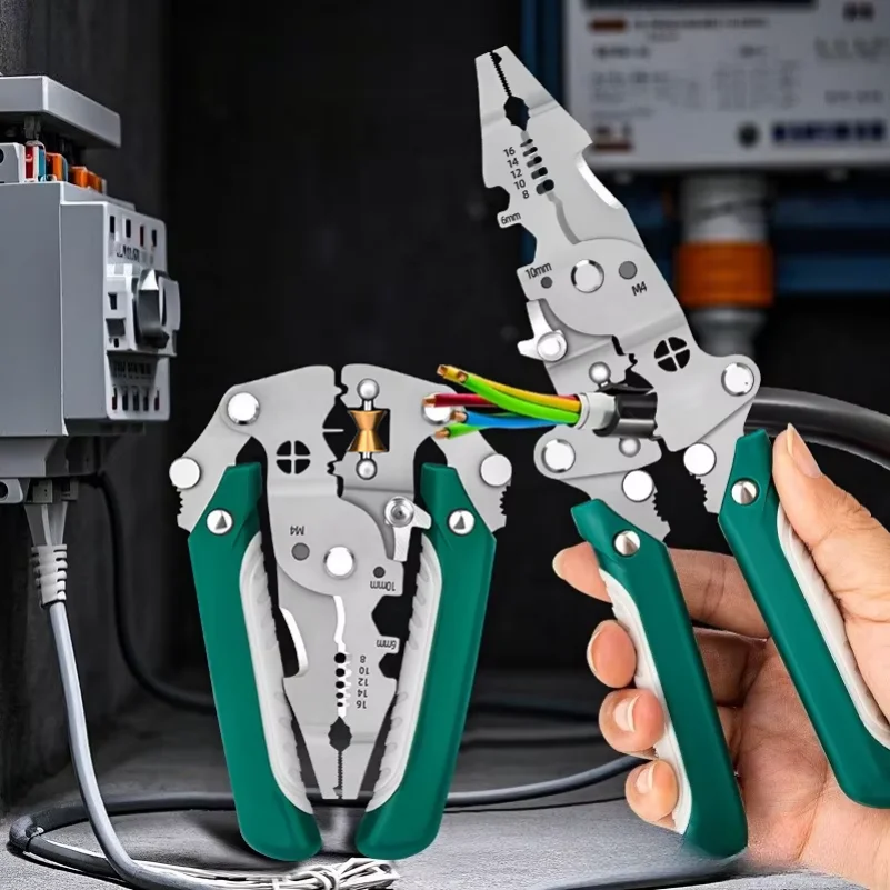 كهربائي سلك المكشكش مقشرة كماشة الكابلات تجريد متعددة الوظائف الصحافة ذو طيات محطة العقص الإجمالي الجانب أداة القطع