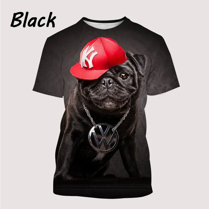 

2024 New Men's Cool T-shirt Pug 3D Printed Short-sleeved Shirt Fashion Casual Blazer Animal T-shirt