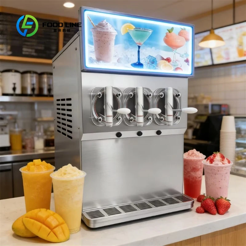 Customized 3 Tank Commercial Slush Machine Frozen Drink Maker Milkshake Carbonated Cocktail Self Service Beverage Device