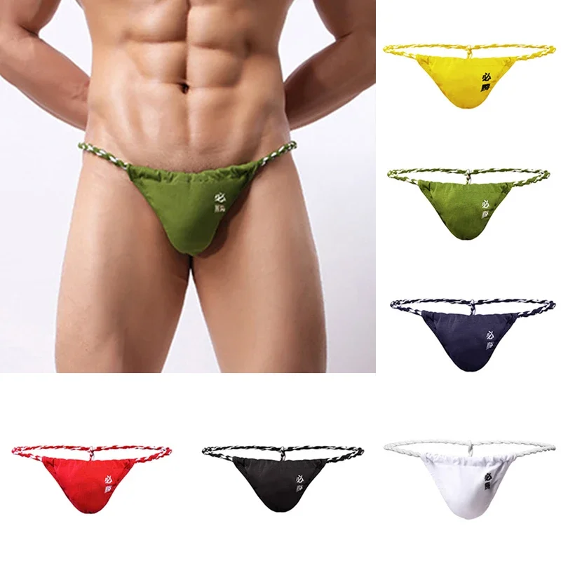 Sexy Mens Jockstrap Low Rise Underwear Japanese Wrestling Briefs Male T-Back Thongs Trunks Underpants Thongs G-String Homme Slip