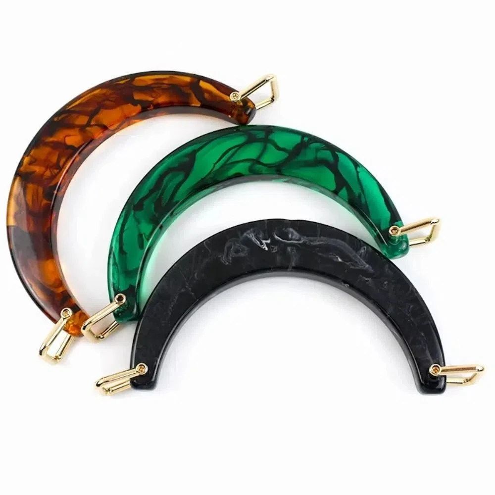 

Resin Women's Bag Handle U-Shaped Amber Handbag Handles Semi-circular with Square Buckle Tote Grip DIY Handmade Craft Bags