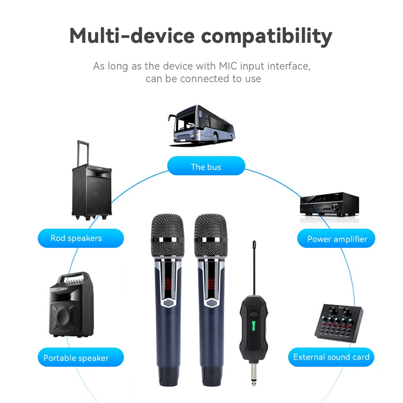 1/ 2 canais uhf microfone sem fio profissional karaoke microfone de gravação handheld microfone para alto-falante festa palco desempenho