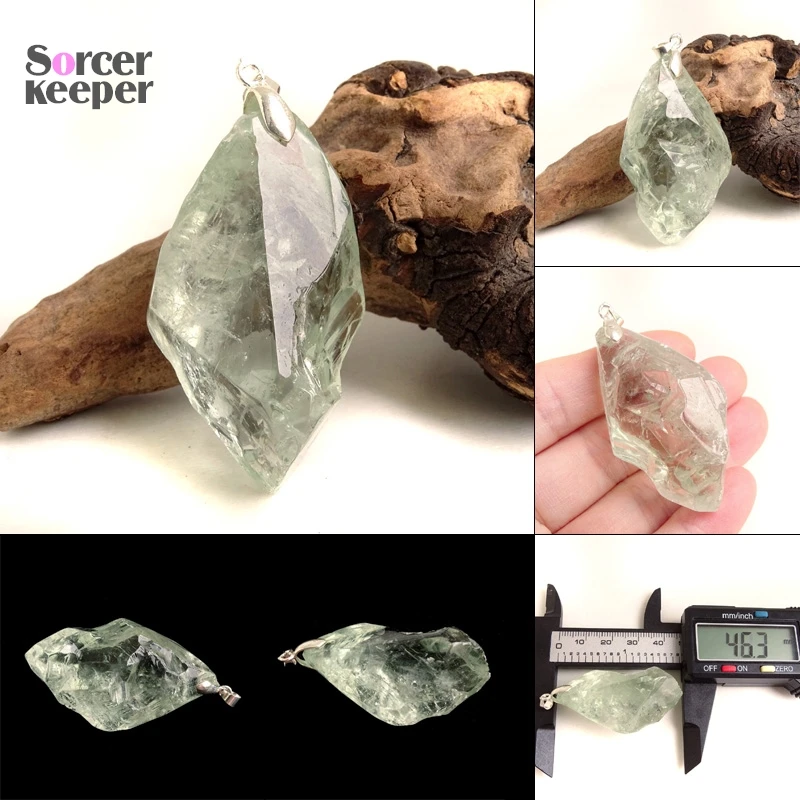 Natural Irregular Raw Ore Fluorite Green Crystal Pendant Energy Stone Charms With Free Rope Chain Necklace Healing Gift BP325