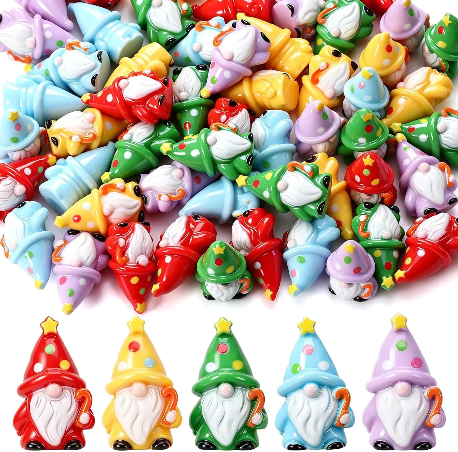 25 Pcs Christmas Mini Resin Gnomes Figurines for Fairy Garden Sturdy Resin Mini Tiny Christmas Gnomes for Fairy Garden Craft