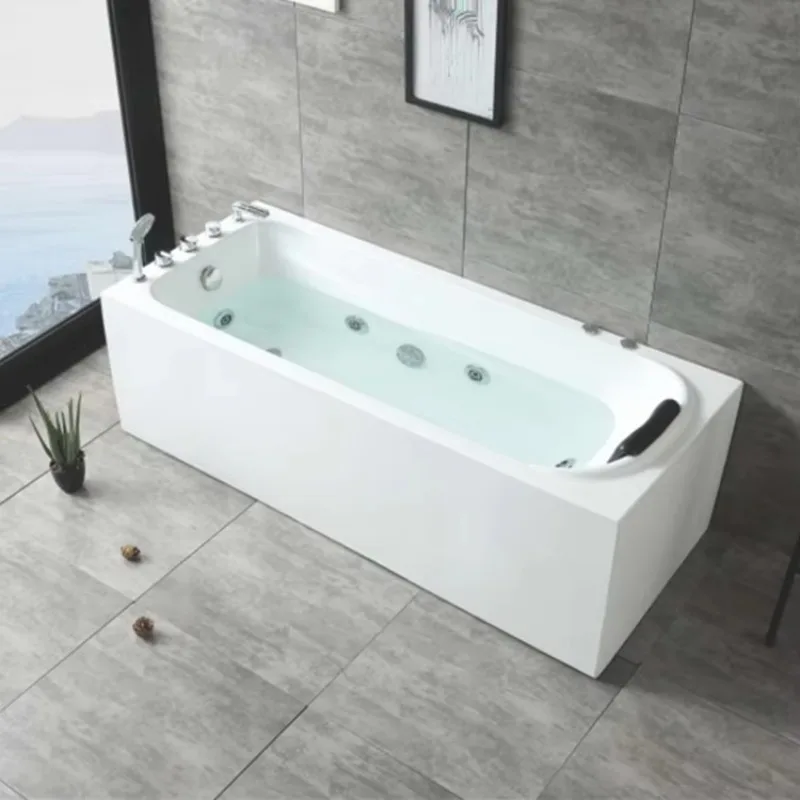 Modern Above Ground Rectangle Acrylic Bathtub Bathroom Massage Bathtub