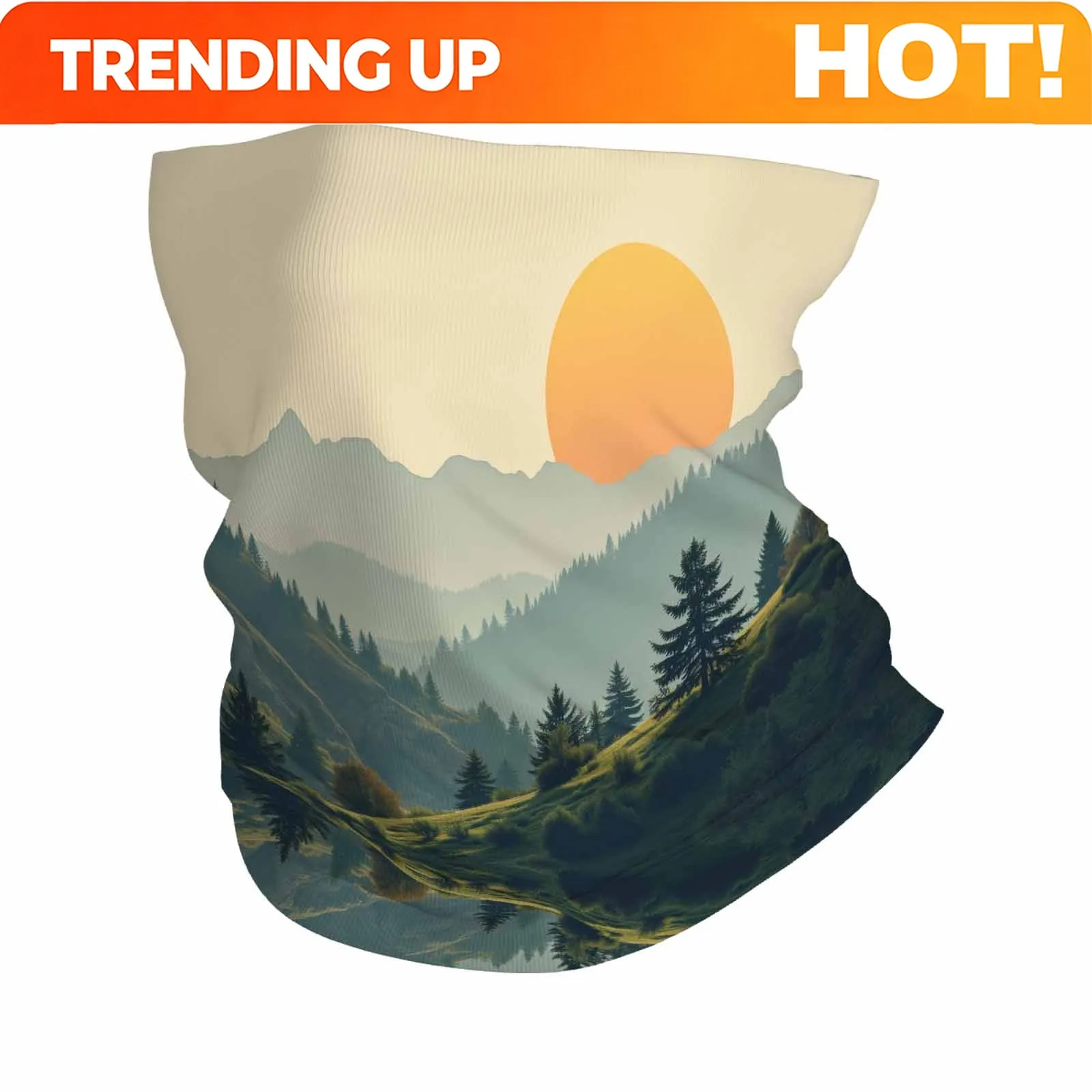 Customization Mountains, Pine Trees, Reflection Novel Design Multi-Functional Printed Scarf Suitable For Outdoor Men Women