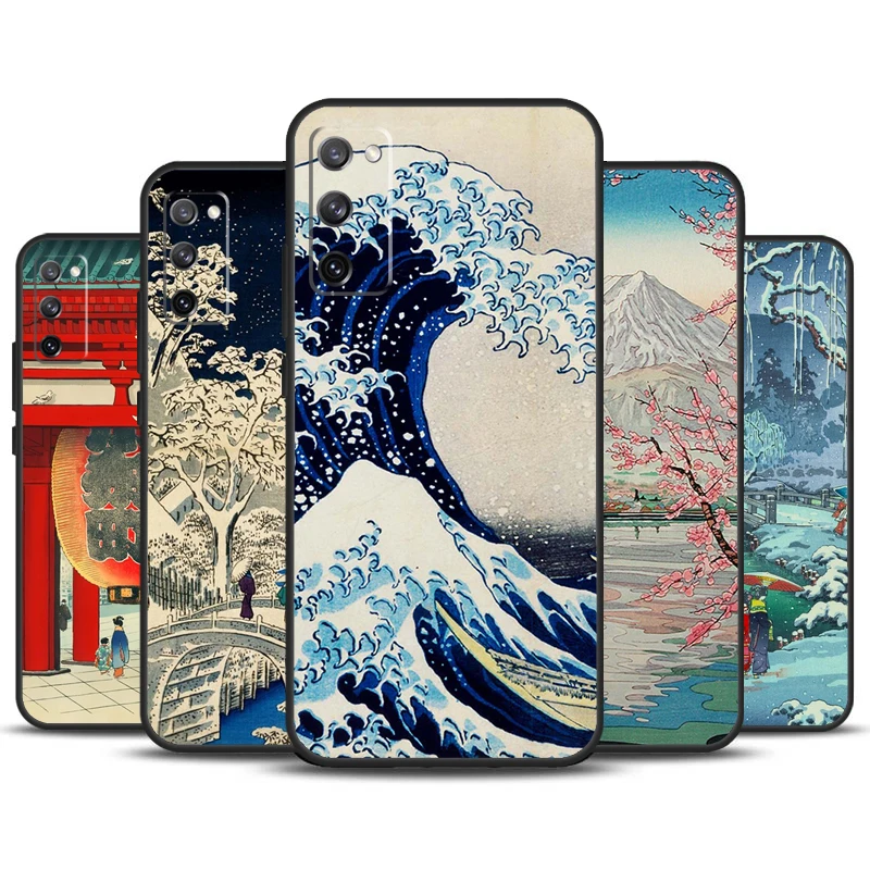 Japanese Ukiyo-e Art Funda For Samsung Galaxy S23 Ultra S22 Plus S20 S21 FE S8 S9 S10 Note 10 20 S24 Ultra Case